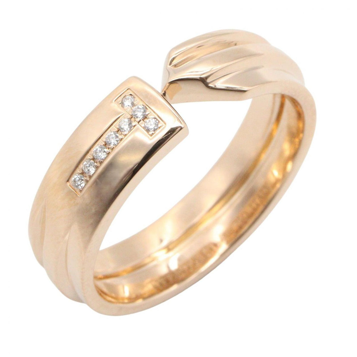 Tiffany & Co Ring T Modern Key Diamond 18K Pink Gold