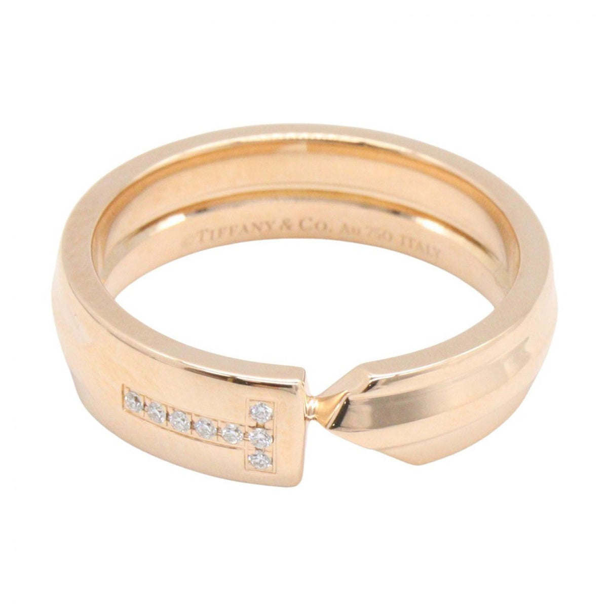 Tiffany & Co Ring T Modern Key Diamond 18K Pink Gold — view 2