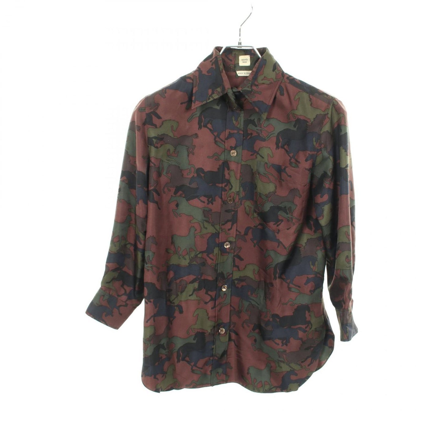 Hermes Horse All Over Pattern Long Sleeve Silk Shirt