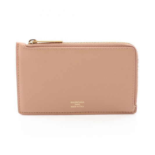 Balenciaga Card Case Envelope Fragment Beige Leather Long Coin Holder