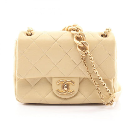 Chanel Shoulder Bag Mini Quilted Yellow Leather Mini Chain