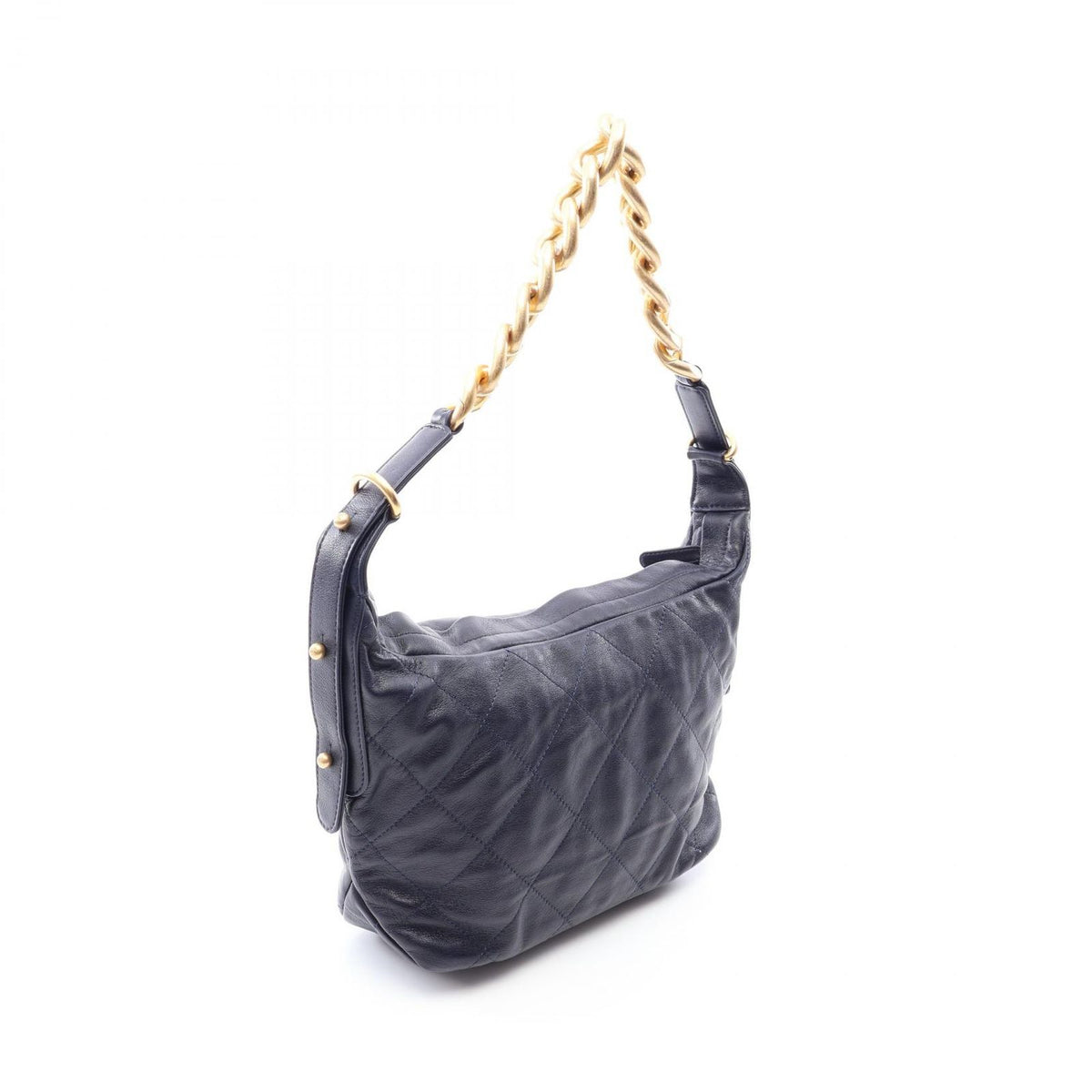 Chanel Shoulder Bag Quilted Navy Leather Hobo — view 2