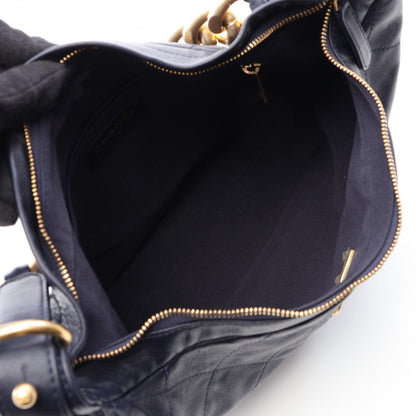 Chanel Shoulder Bag Quilted Navy Leather Hobo — view 3