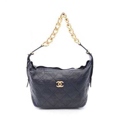 Chanel Shoulder Bag Quilted Navy Leather Hobo