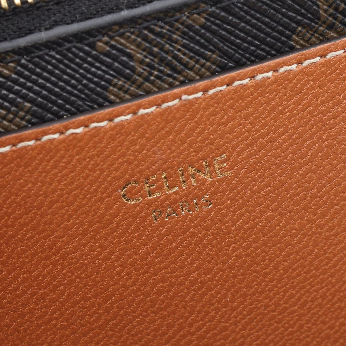 Celine Card Case Triomphe Brown Black Leather Holder — view 4