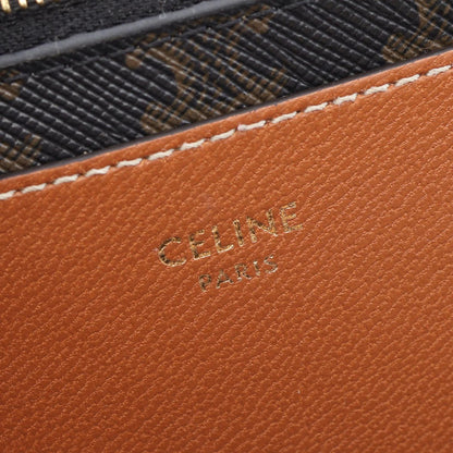 Celine Card Case Triomphe Brown Black Leather Holder — view 4