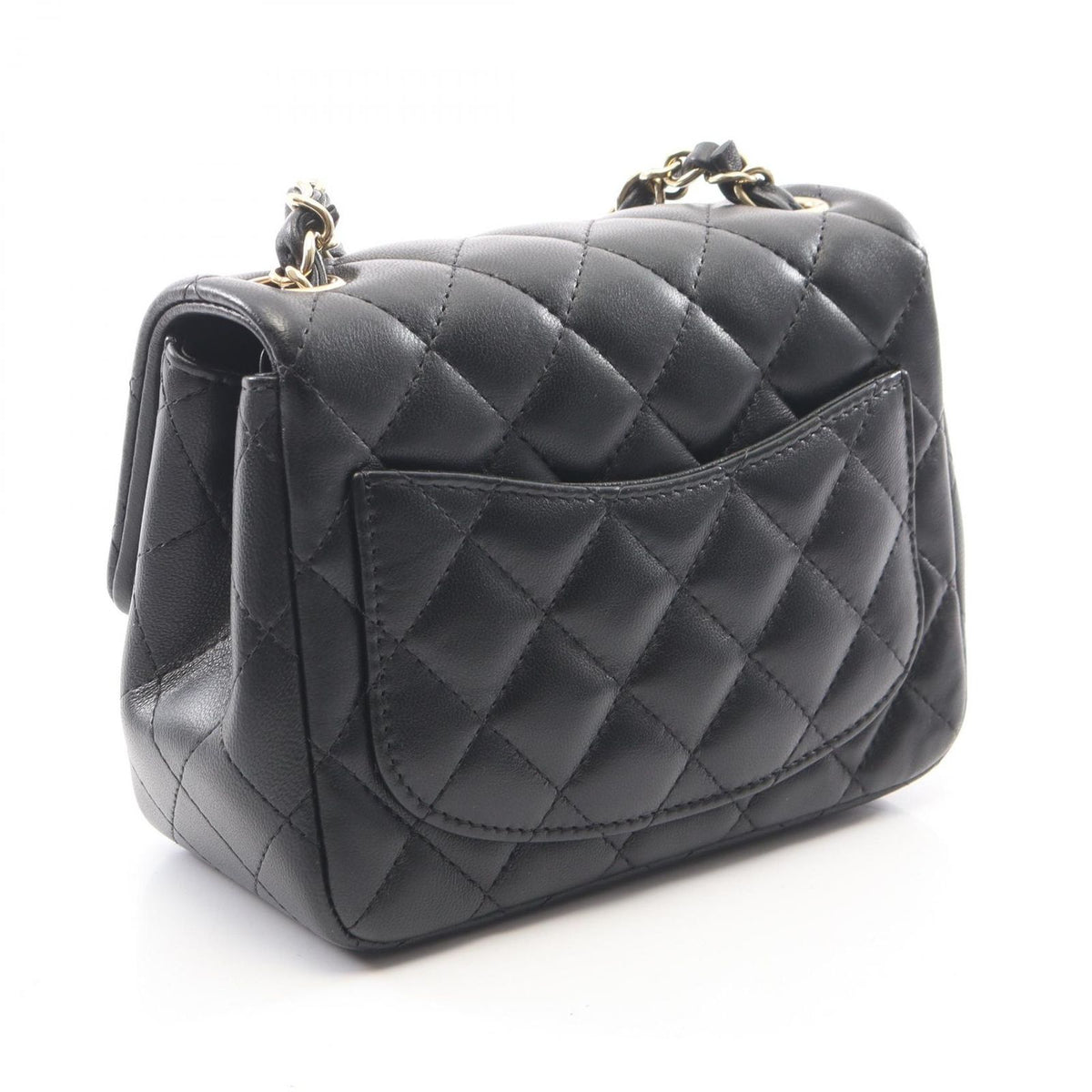 Chanel Shoulder Bag Mini Quilted Black Lambskin Chain — view 2