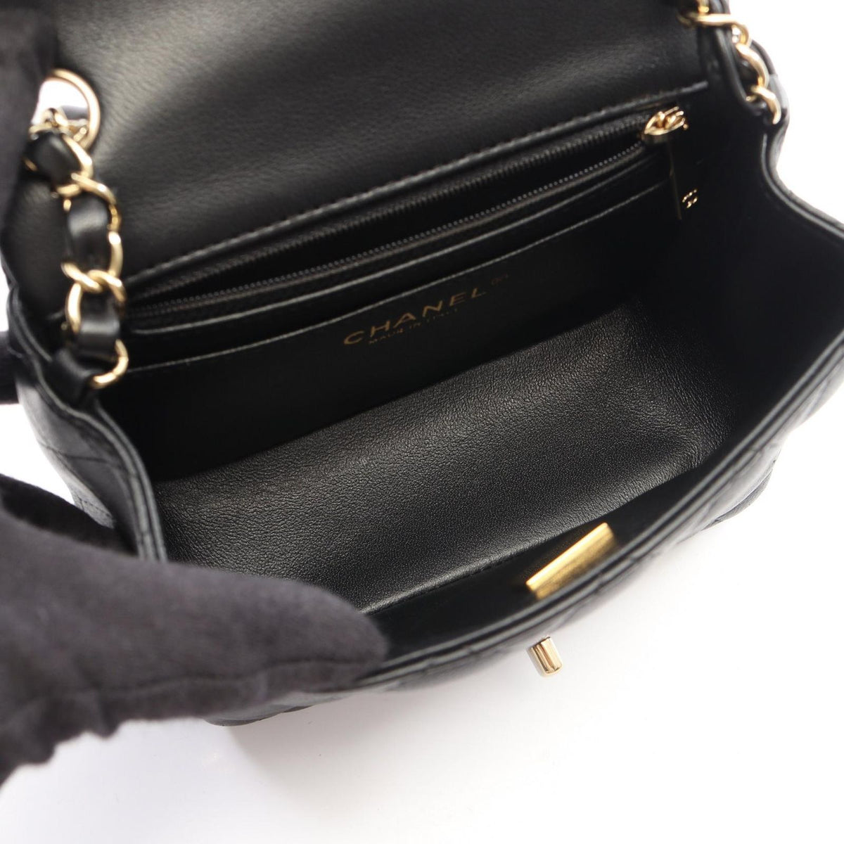 Chanel Shoulder Bag Mini Quilted Black Lambskin Chain — view 3
