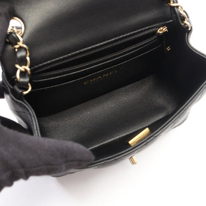 Chanel Shoulder Bag Mini Quilted Black Lambskin Chain — view 3