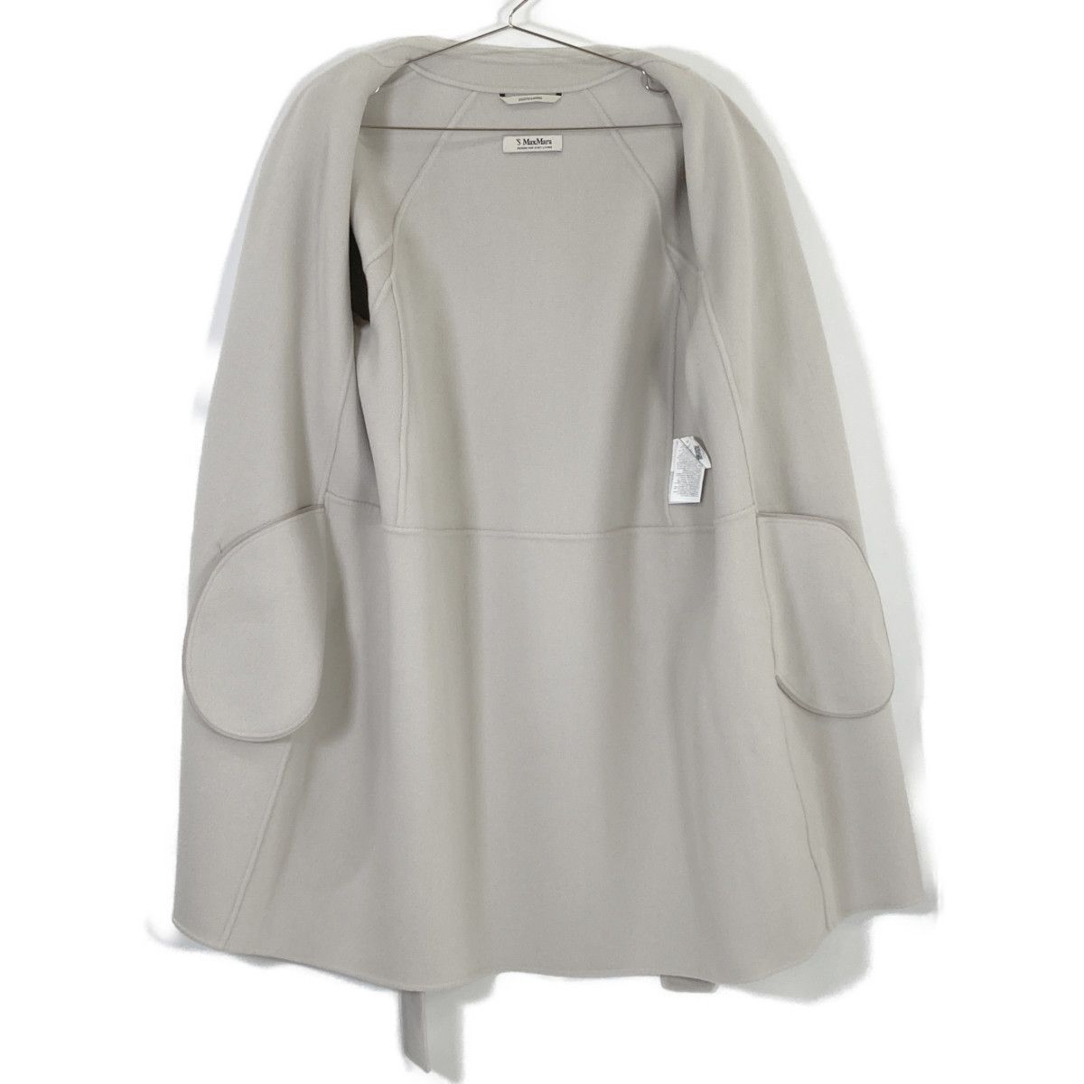Max Mara S Cucito Mano White Arona Wool Belted Midi Amwrap Gown Coat — view 3
