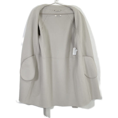 Max Mara S Cucito Mano White Arona Wool Belted Midi Amwrap Gown Coat — view 3
