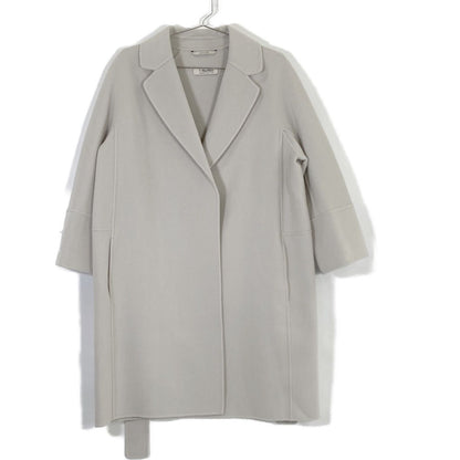 Max Mara S Cucito Mano White Arona Wool Belted Midi Amwrap Gown Coat