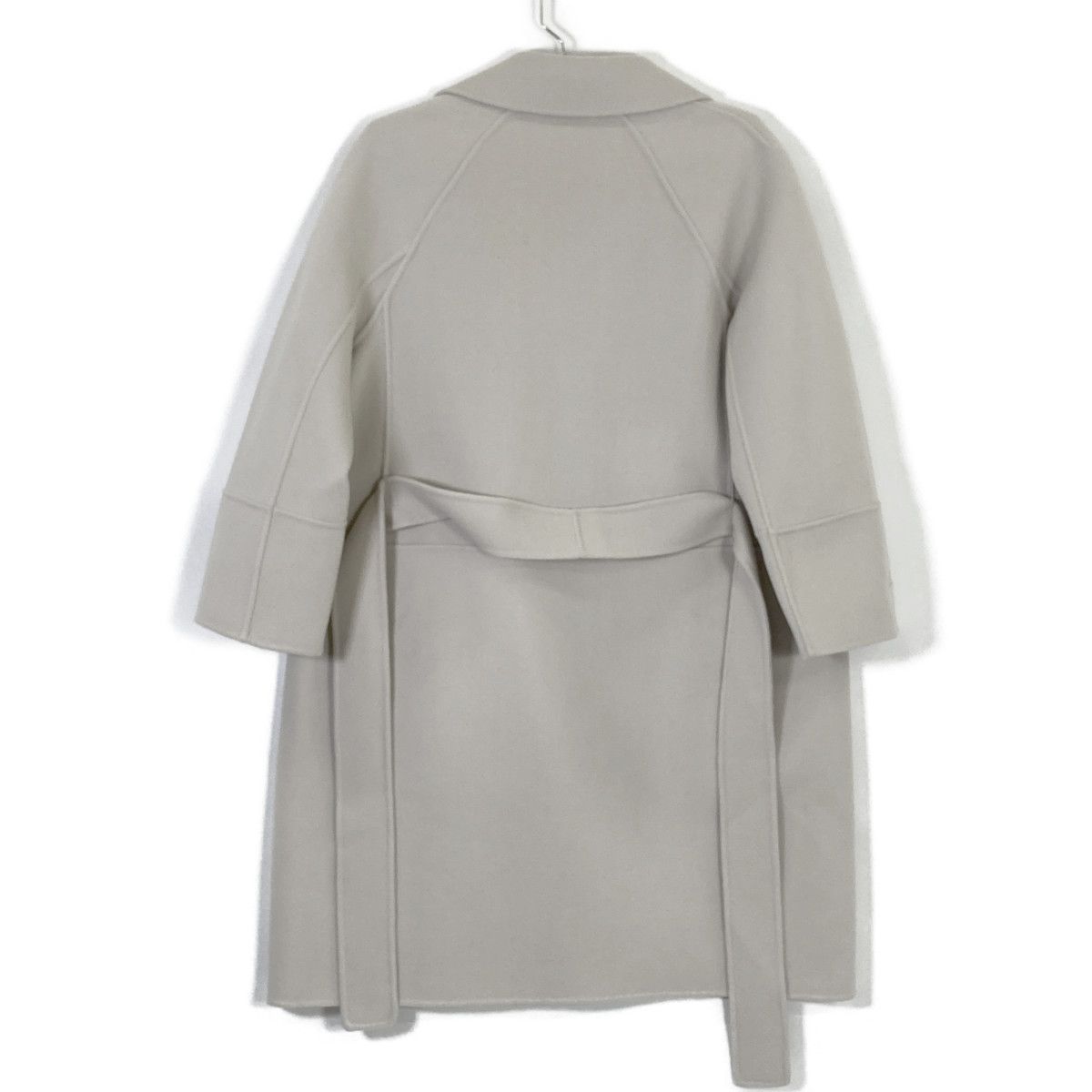 Max Mara S Cucito Mano White Arona Wool Belted Midi Amwrap Gown Coat — view 2