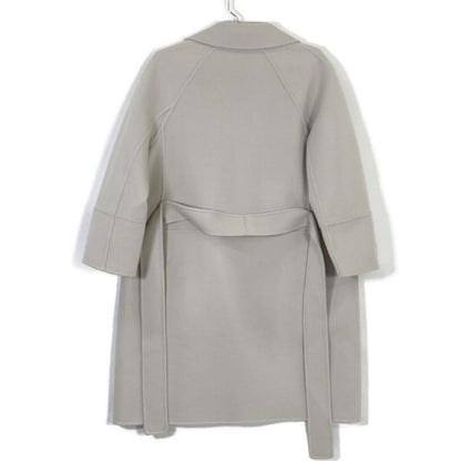 Max Mara S Cucito Mano White Arona Wool Belted Midi Amwrap Gown Coat — view 2