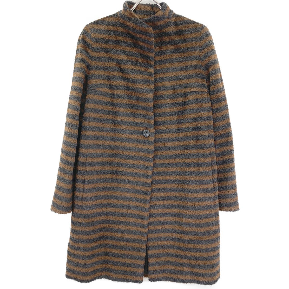 Max Mara Brown Black Alpaca Cowl Border Jagi Coat 42