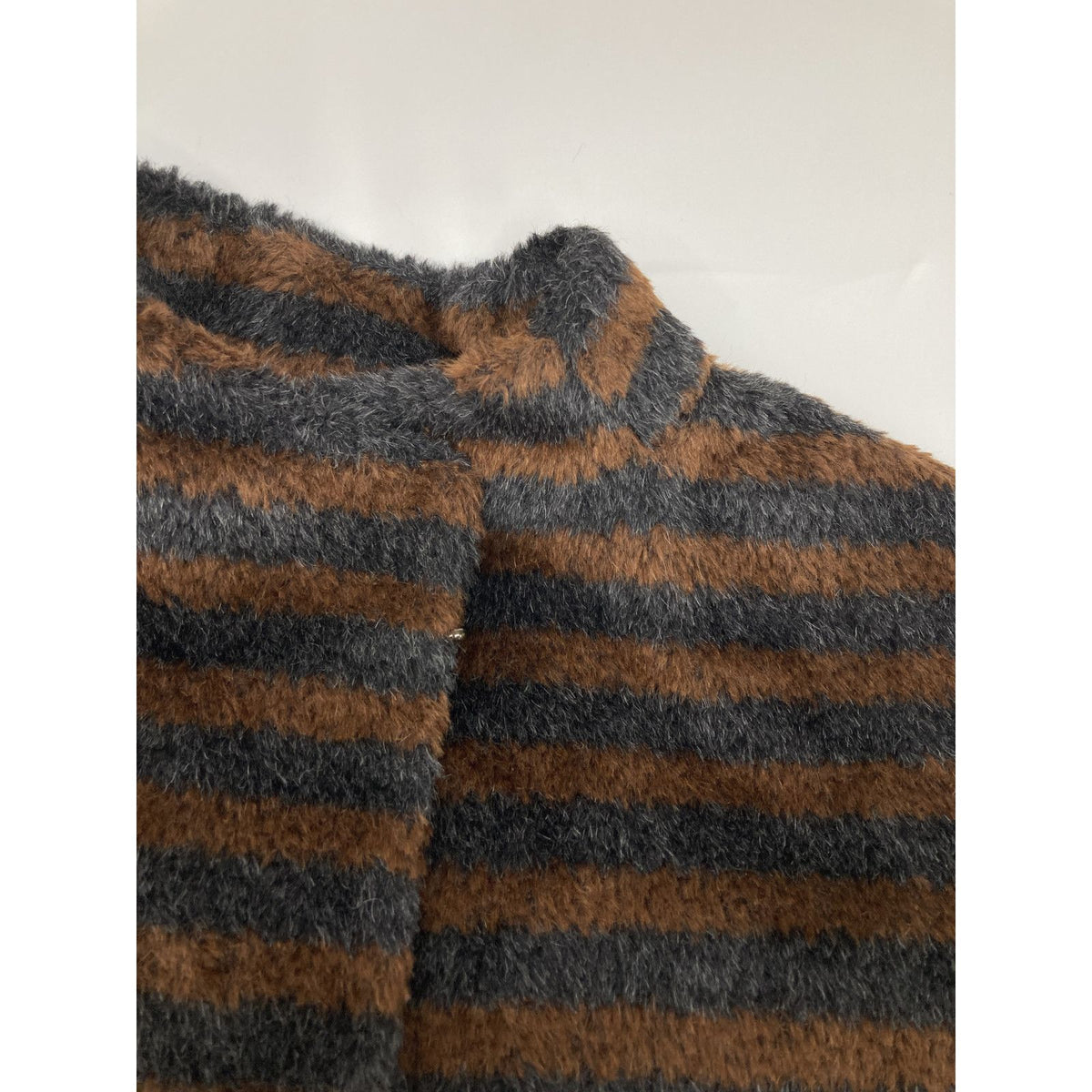 Max Mara Brown Black Alpaca Cowl Border Jagi Coat 42 — view 8