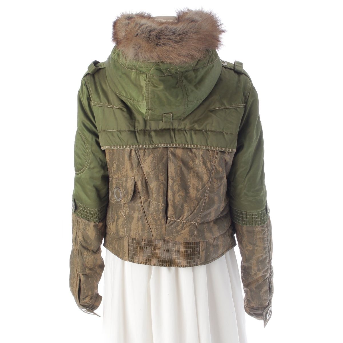 Dior Cotton Nylon Fur Bomber Jacket Green Khaki 42 — view 4