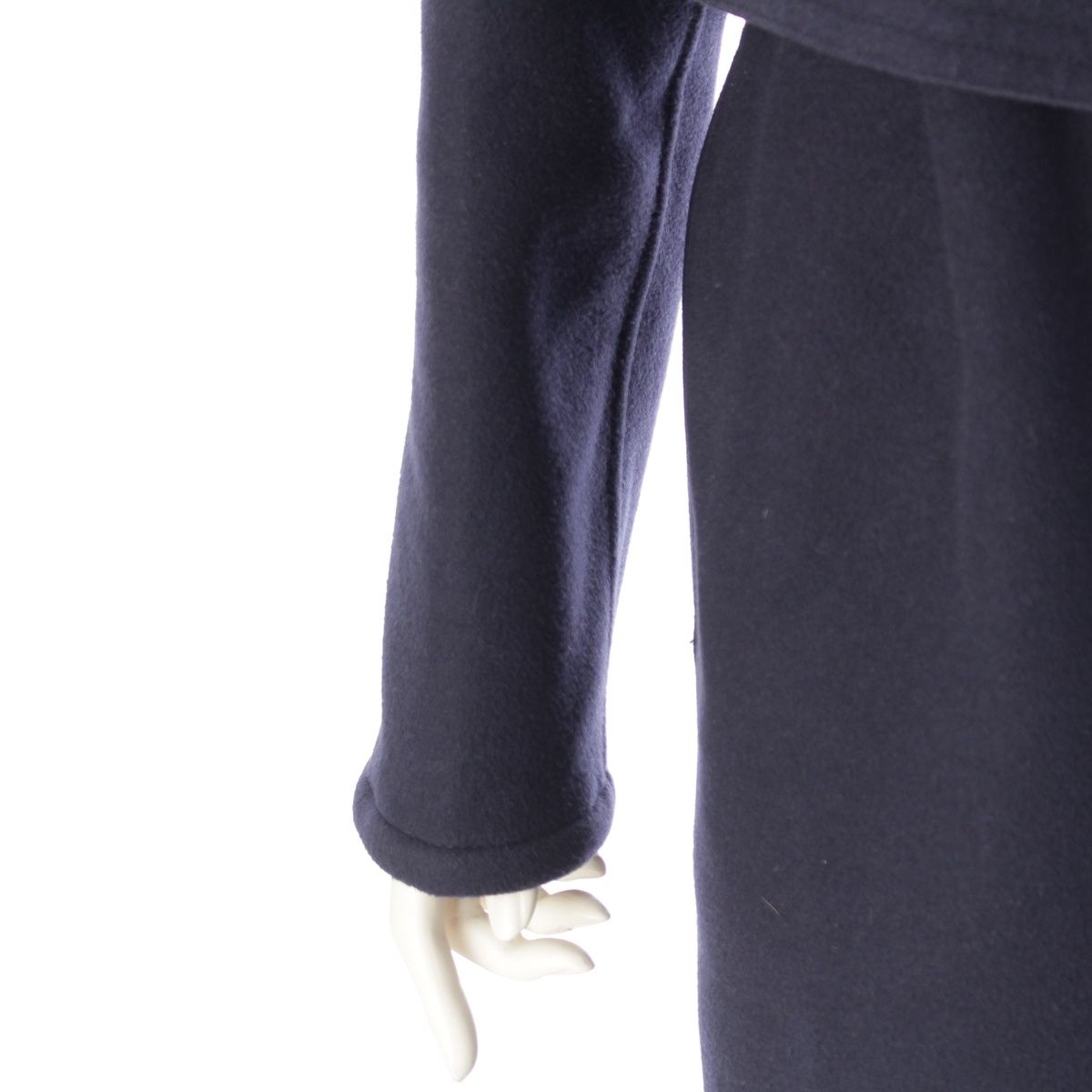 Louis Vuitton Wool Silk Monogram Wrap Footed Coat FF Navy 38 — view 6
