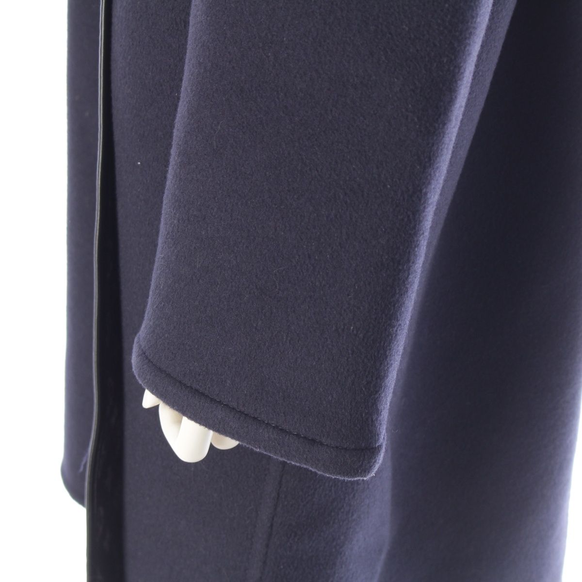 Louis Vuitton Wool Silk Monogram Wrap Footed Coat FF Navy 38 — view 7