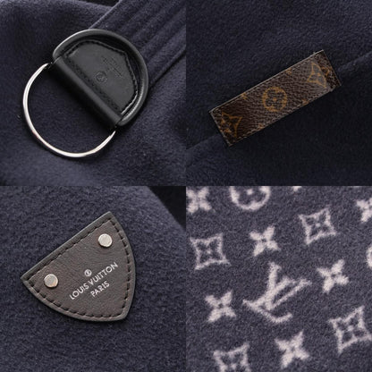Louis Vuitton Wool Silk Monogram Wrap Footed Coat FF Navy 38 — view 8
