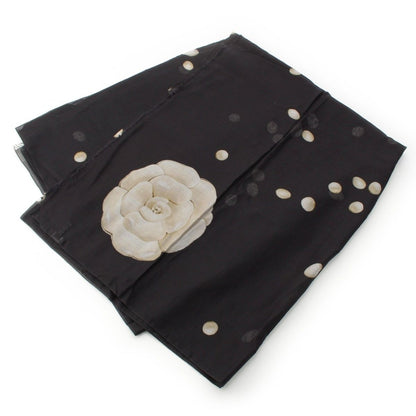 Chanel Cotton Pearl CC Logo Scarf Large Shawl Black — view 3