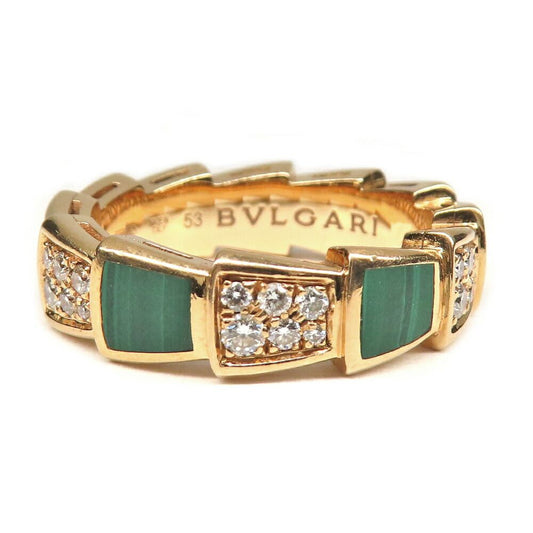 Bvlgari Ring Serpenti Vipa 18K Pink Gold Diamond Malachite