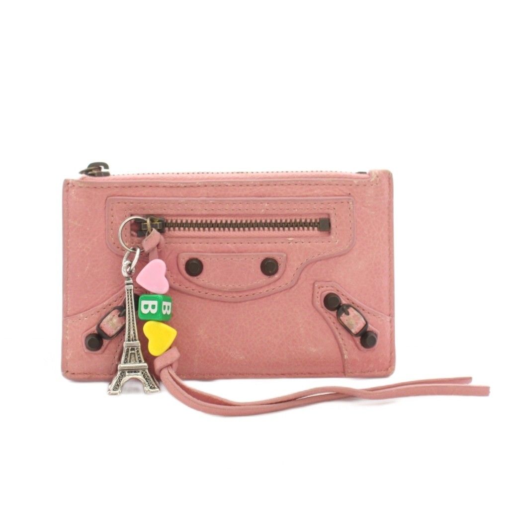 Balenciaga le City Long Card Case Leather Charm Pink YT