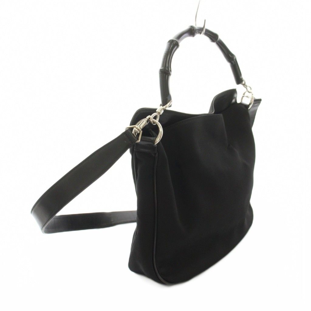 Gucci Bamboo Line Shoulder Bag 2-Way Nylon Leather Black 001 YT — view 2