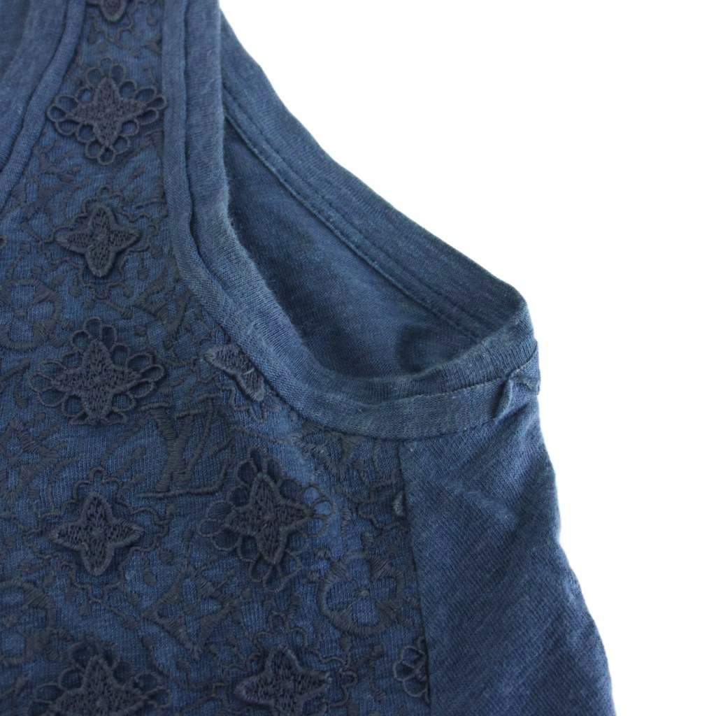Louis Vuitton Monogram Lace Dress Mini Tunic Sleeveless S Navy YM — view 6