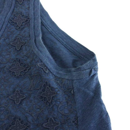 Louis Vuitton Monogram Lace Dress Mini Tunic Sleeveless S Navy YM — view 6