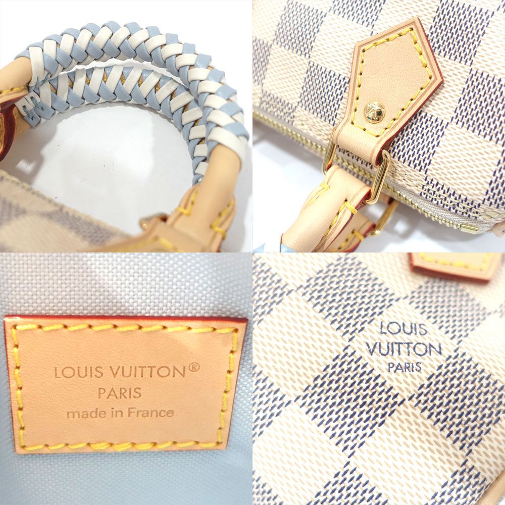 Louis Vuitton Nano Speedy Damier Azur White GD Shoulder Bag — view 8