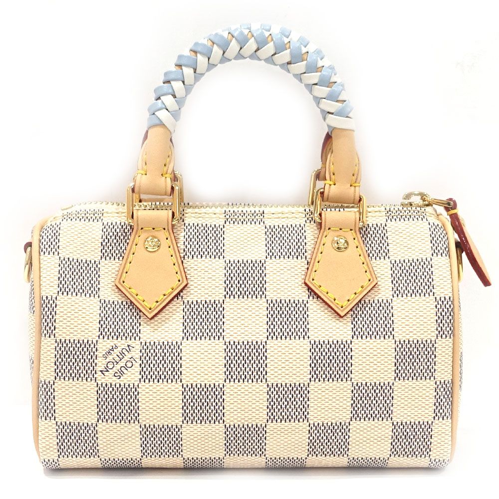 Louis Vuitton Nano Speedy Damier Azur White GD Shoulder Bag — view 2