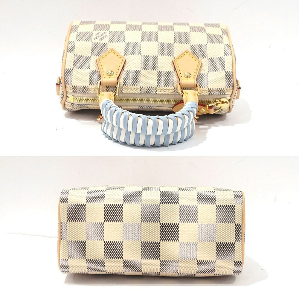 Louis Vuitton Nano Speedy Damier Azur White GD Shoulder Bag — view 5
