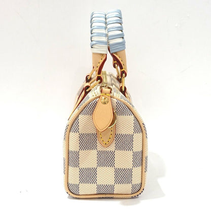 Louis Vuitton Nano Speedy Damier Azur White GD Shoulder Bag — view 3
