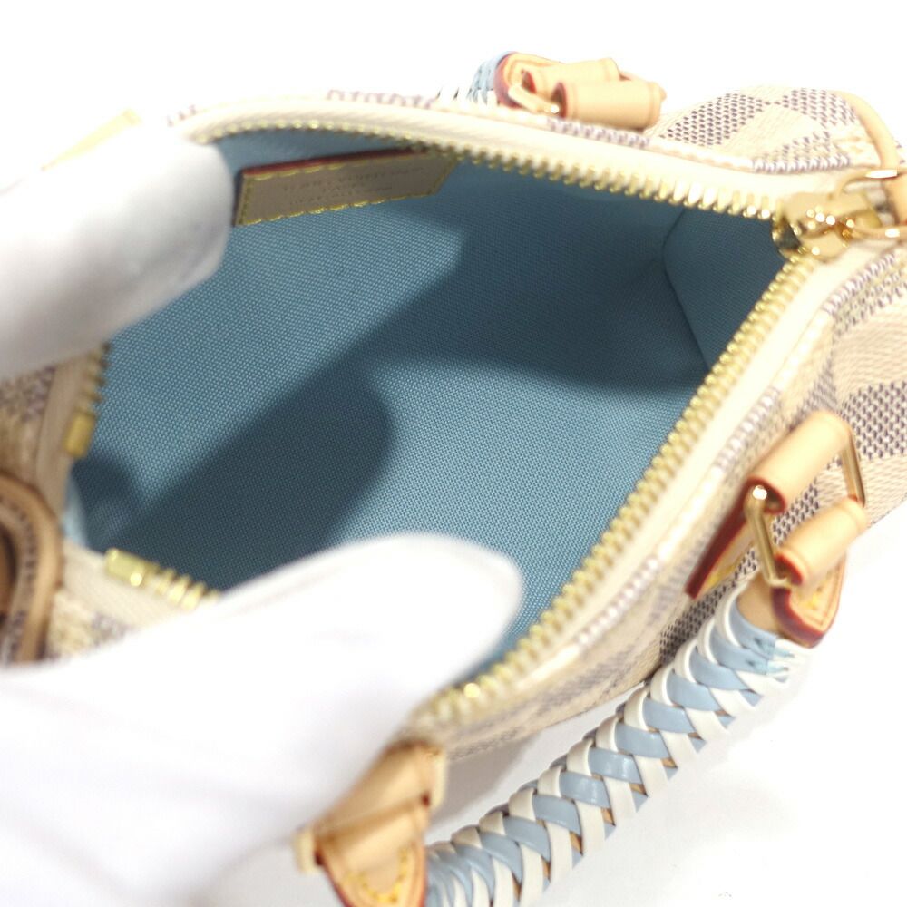 Louis Vuitton Nano Speedy Damier Azur White GD Shoulder Bag — view 6