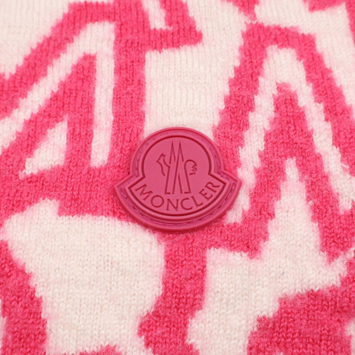 Moncler Coperta Tricot Wool Rubber Patch Logo All Over Pattern — view 4