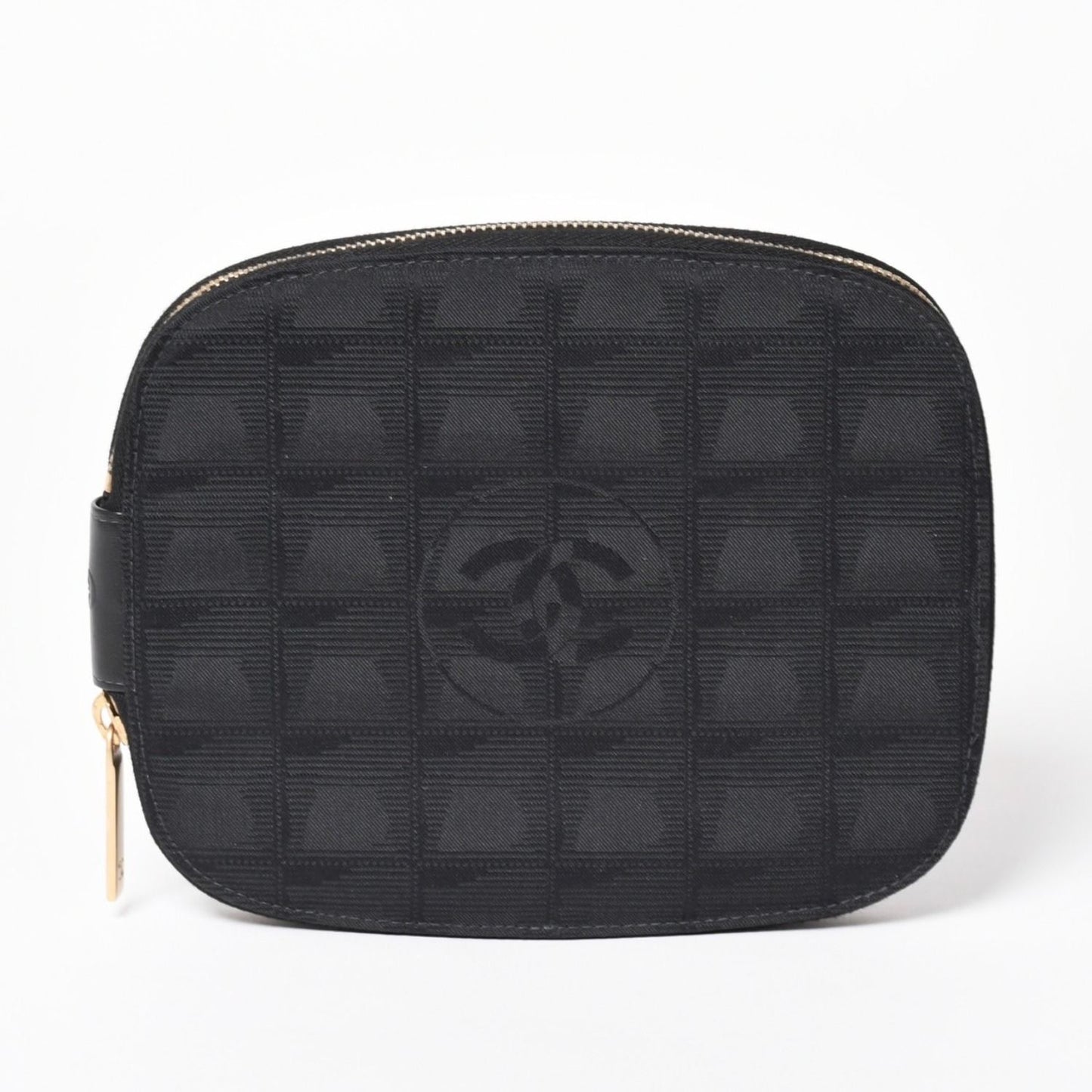 Chanel New Travel Line Multi Pouch CD Case Black CC Logo Nylon Jacquard Fabric