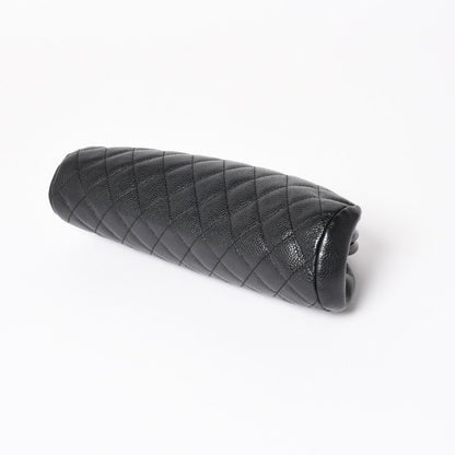 Chanel Timeless Classic Clutch CC Logo Caviar Leather Quilted Silver — view 5