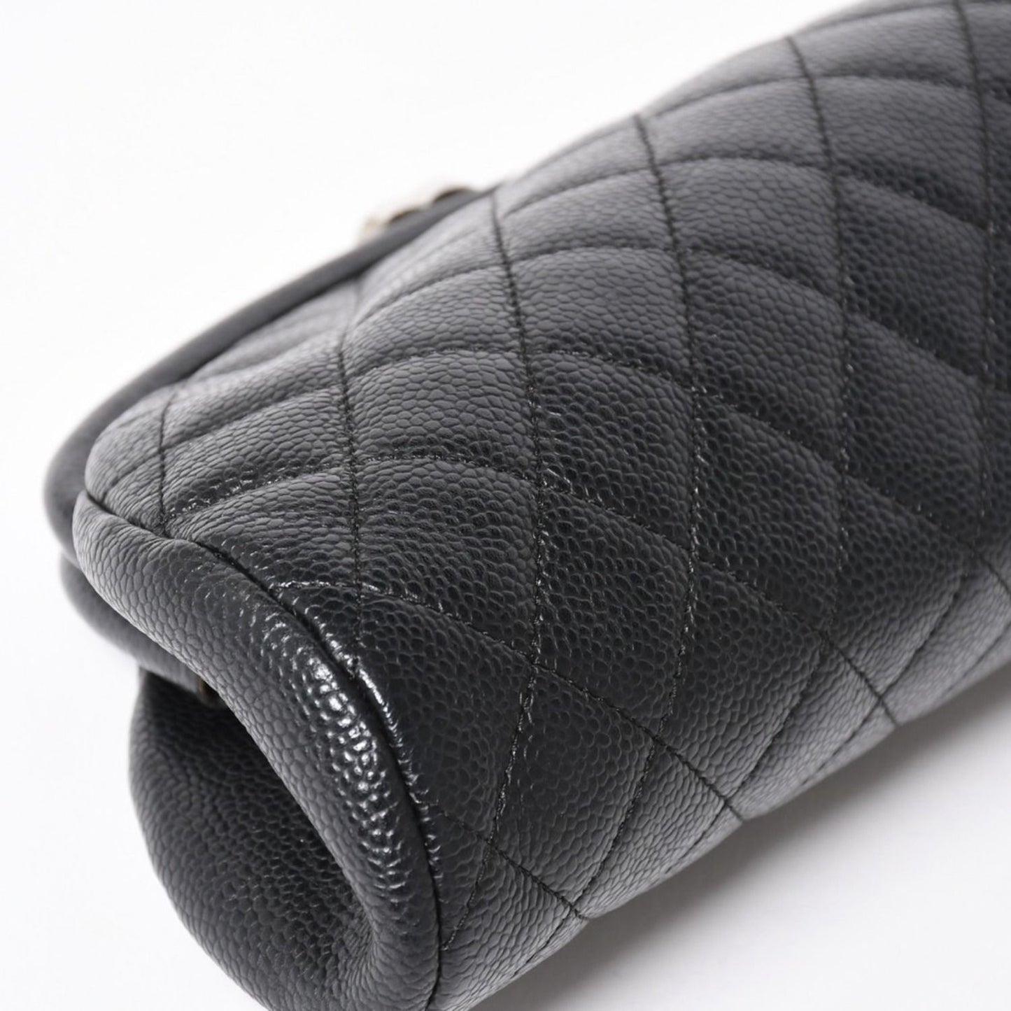 Chanel Timeless Classic Clutch CC Logo Caviar Leather Quilted Silver — view 7