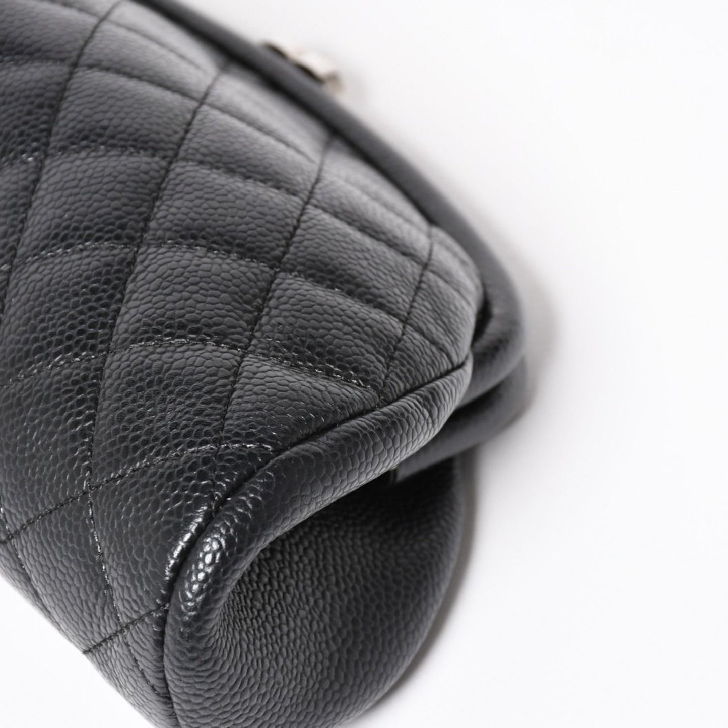 Chanel Timeless Classic Clutch CC Logo Caviar Leather Quilted Silver — view 8