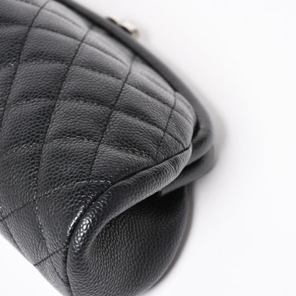 Chanel Timeless Classic Clutch CC Logo Caviar Leather Quilted Silver — view 8
