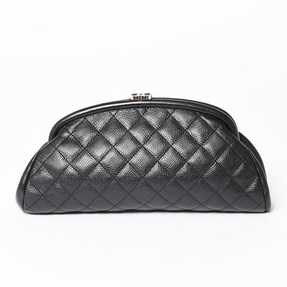 Chanel Timeless Classic Clutch CC Logo Caviar Leather Quilted Silver — view 2