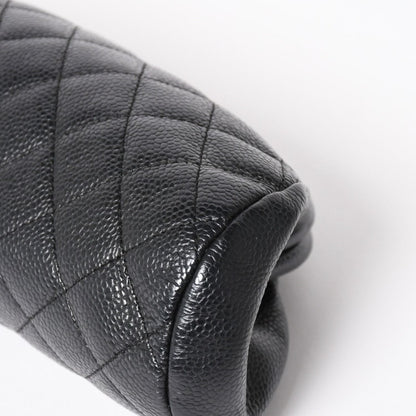 Chanel Timeless Classic Clutch CC Logo Caviar Leather Quilted Silver — view 6