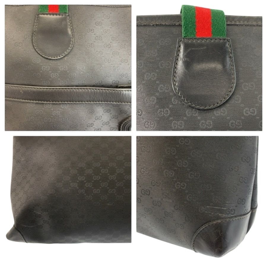 Gucci Vintage Micro GG Sherry Line Black Tote Shoulder Bag — view 5