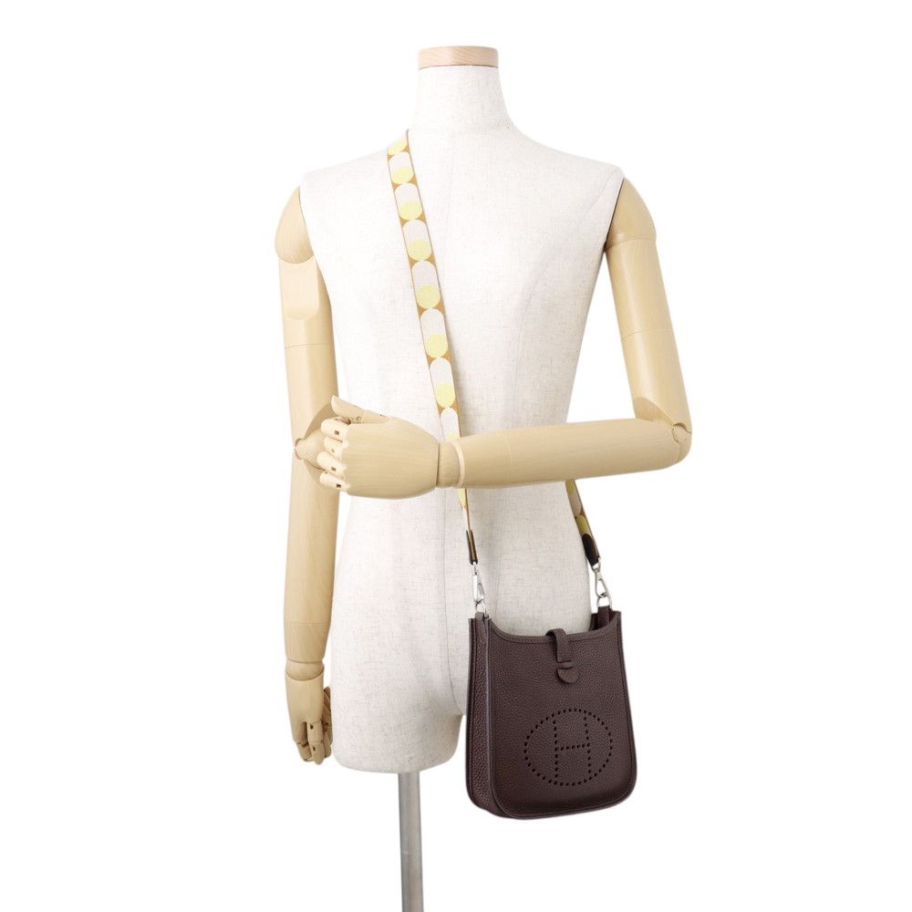 Hermes Evelyne TPM Shoulder Bag Ebene Taurillon Silver — view 4