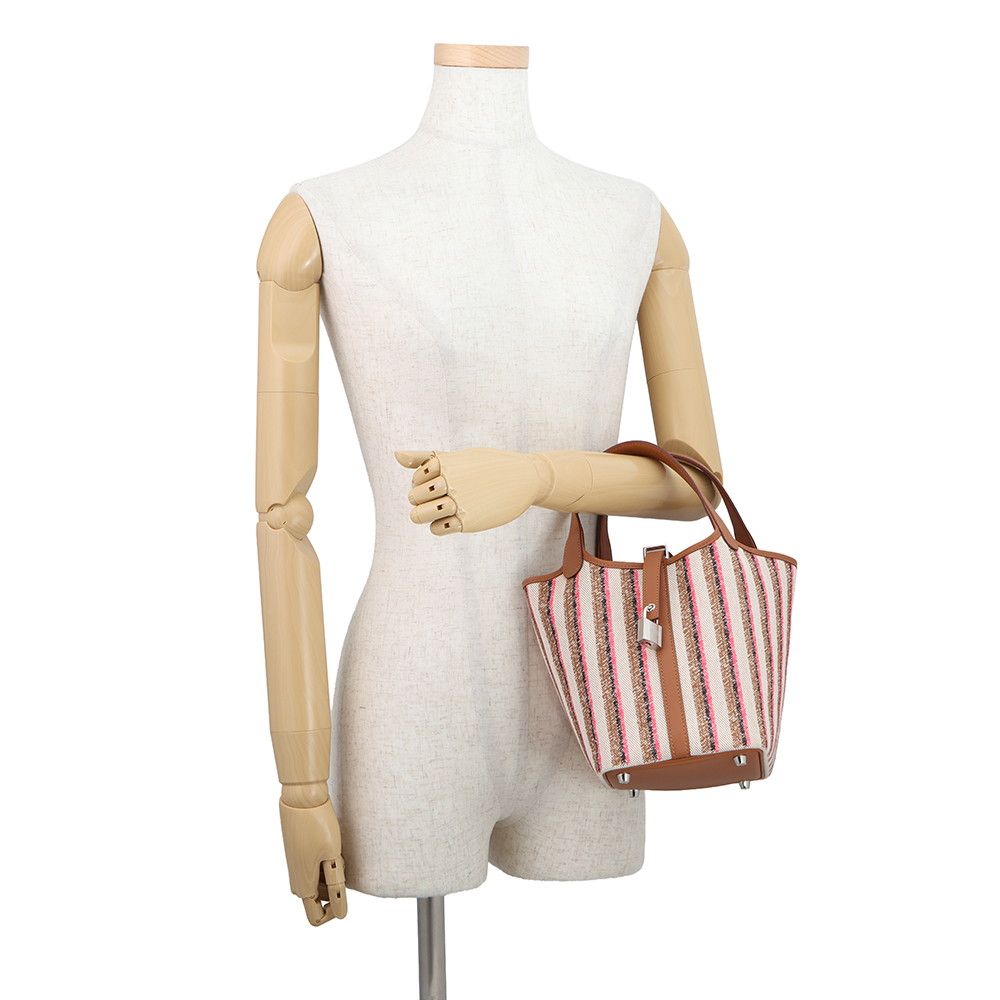 Hermes Handbag Picotin Lock PM Couverture Gold Ecru Faux Rose Pop Silver Toile — view 4
