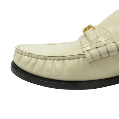 Celine Luco Triomphe Mules Loafers Sandals Shoes Leather White Gold 37 — view 8