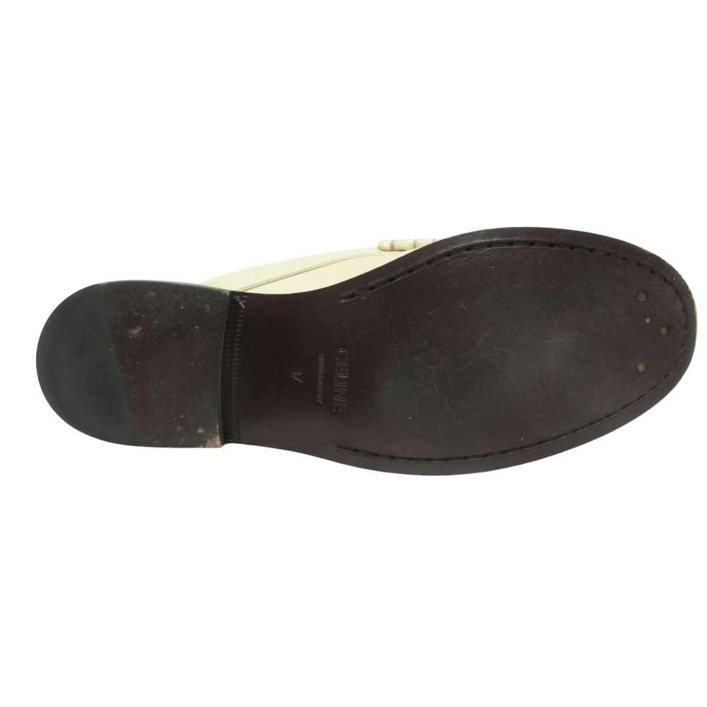 Celine Luco Triomphe Mules Loafers Sandals Shoes Leather White Gold 37 — view 5