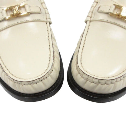 Celine Luco Triomphe Mules Loafers Sandals Shoes Leather White Gold 37 — view 7