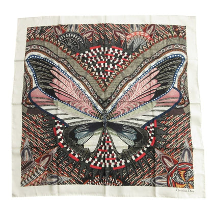 Dior Butterfly Scarf 100% Silk All Over Pattern Large 90 White Multi Black